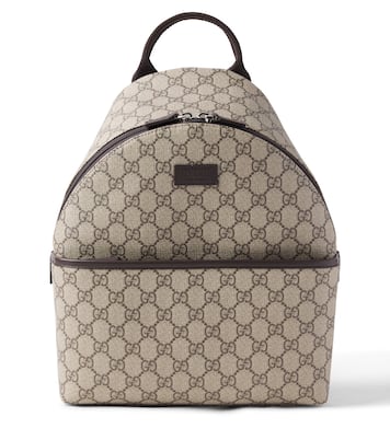 GG canvas leather-trimmed backpack in brown - Gucci Kids | Mytheresa