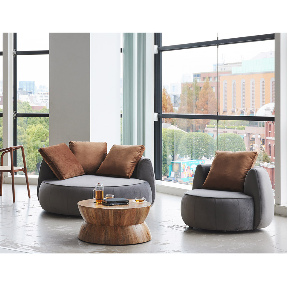 ソファCIRCLE 1人掛け【送料・開梱設置無料】グレー/ブラウン【意匠