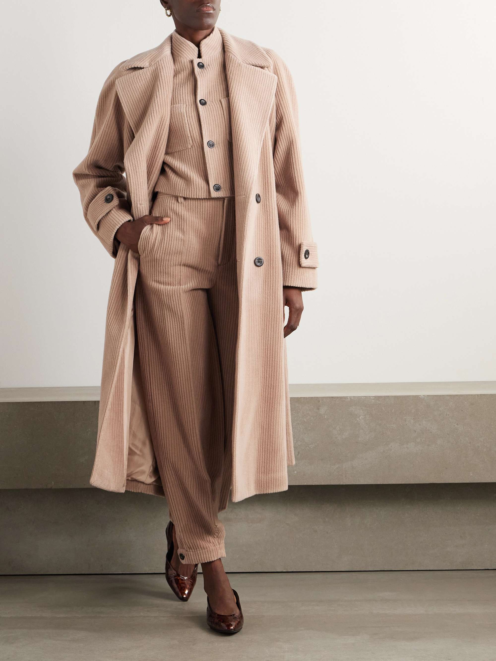 LORO PIANA Double-breasted belted cashmere-corduroy coat | NET-A