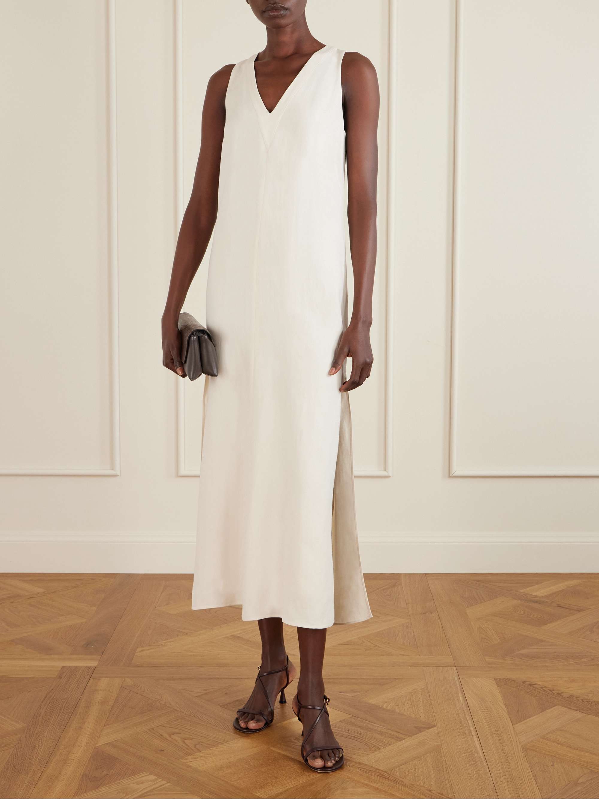 BRUNELLO CUCINELLI Crepe midi dress | NET-A-PORTER