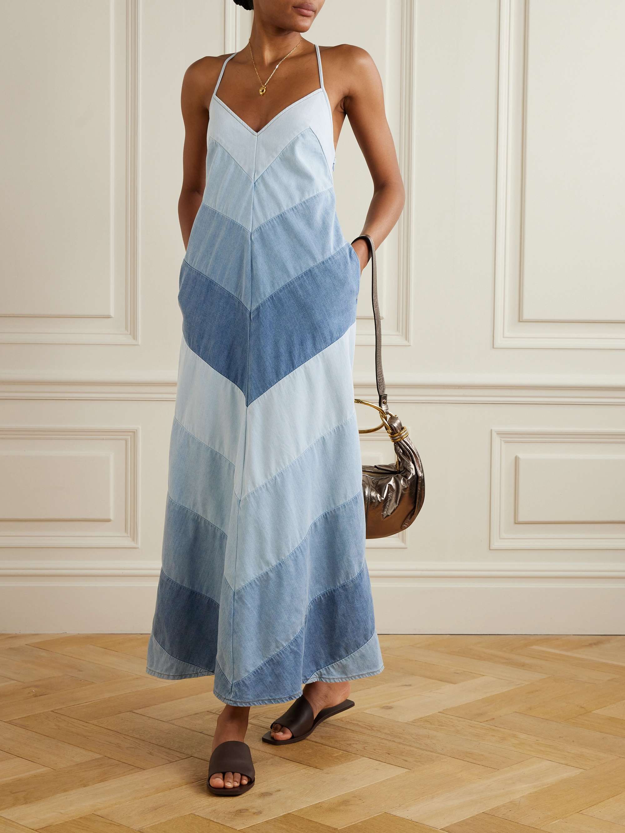 ZIMMERMANN Tallow paneled denim maxi dress | NET-A-PORTER