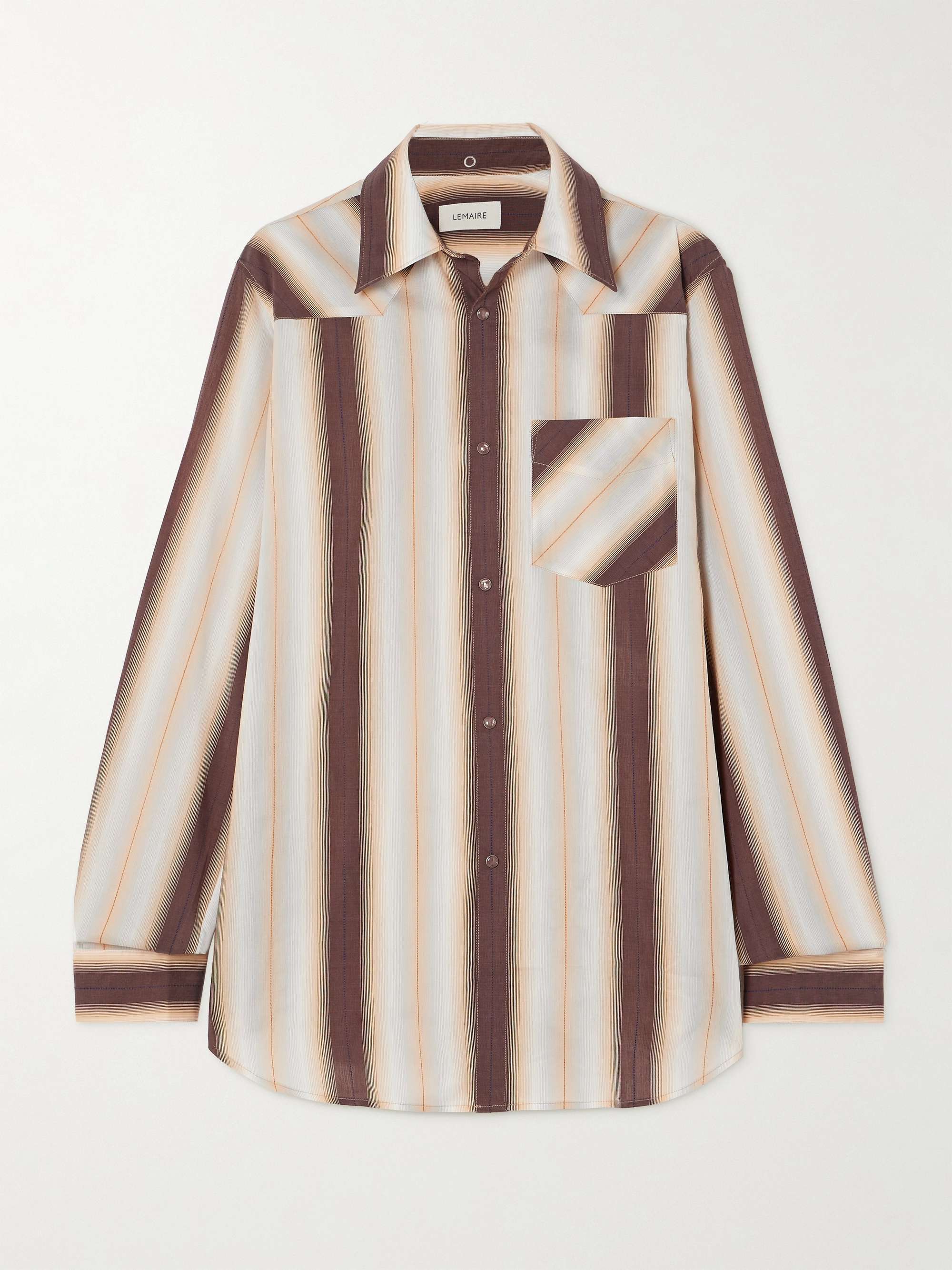 LEMAIRE Western striped cotton, silk and linen-blend shirt | NET-A