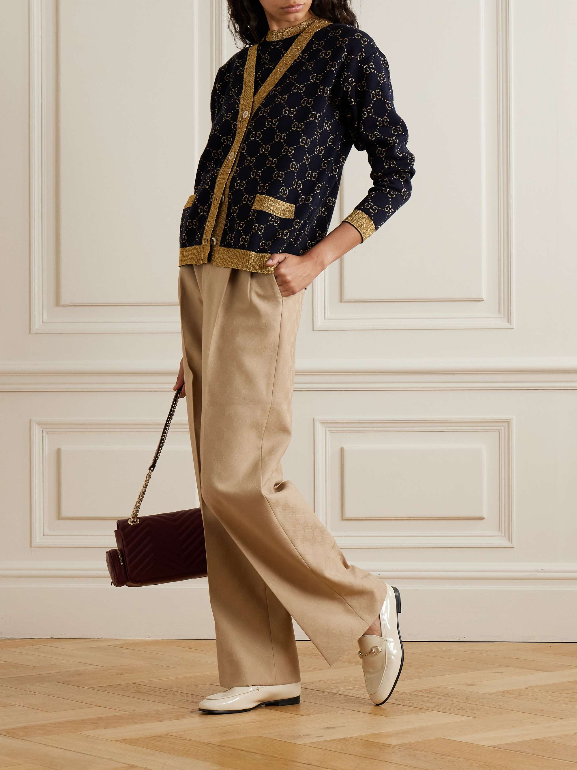 GUCCI Metallic jacquard-knit cotton-blend cardigan | NET-A-PORTER