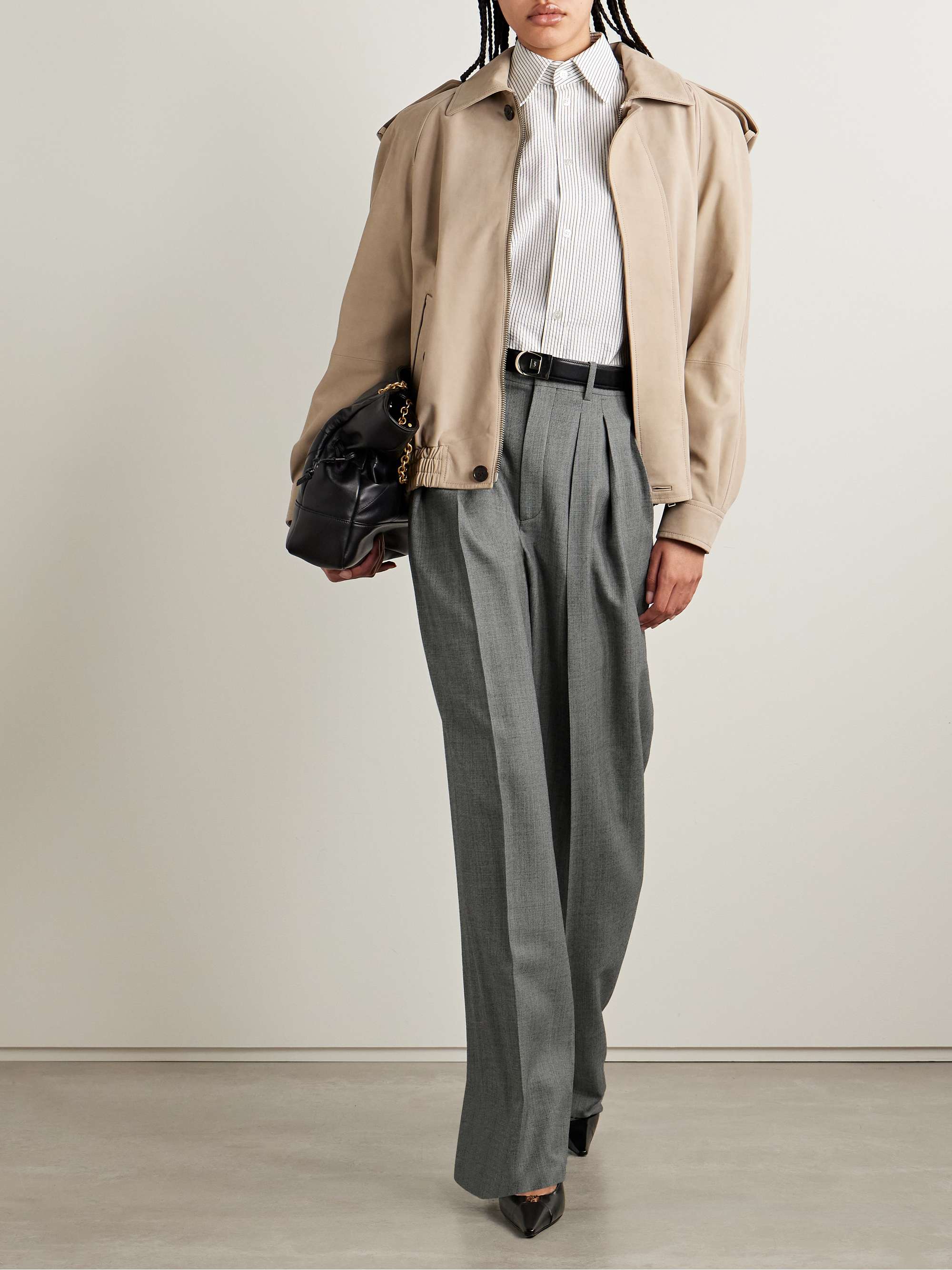 SAINT LAURENT Pleated wool wide-leg pants | NET-A-PORTER