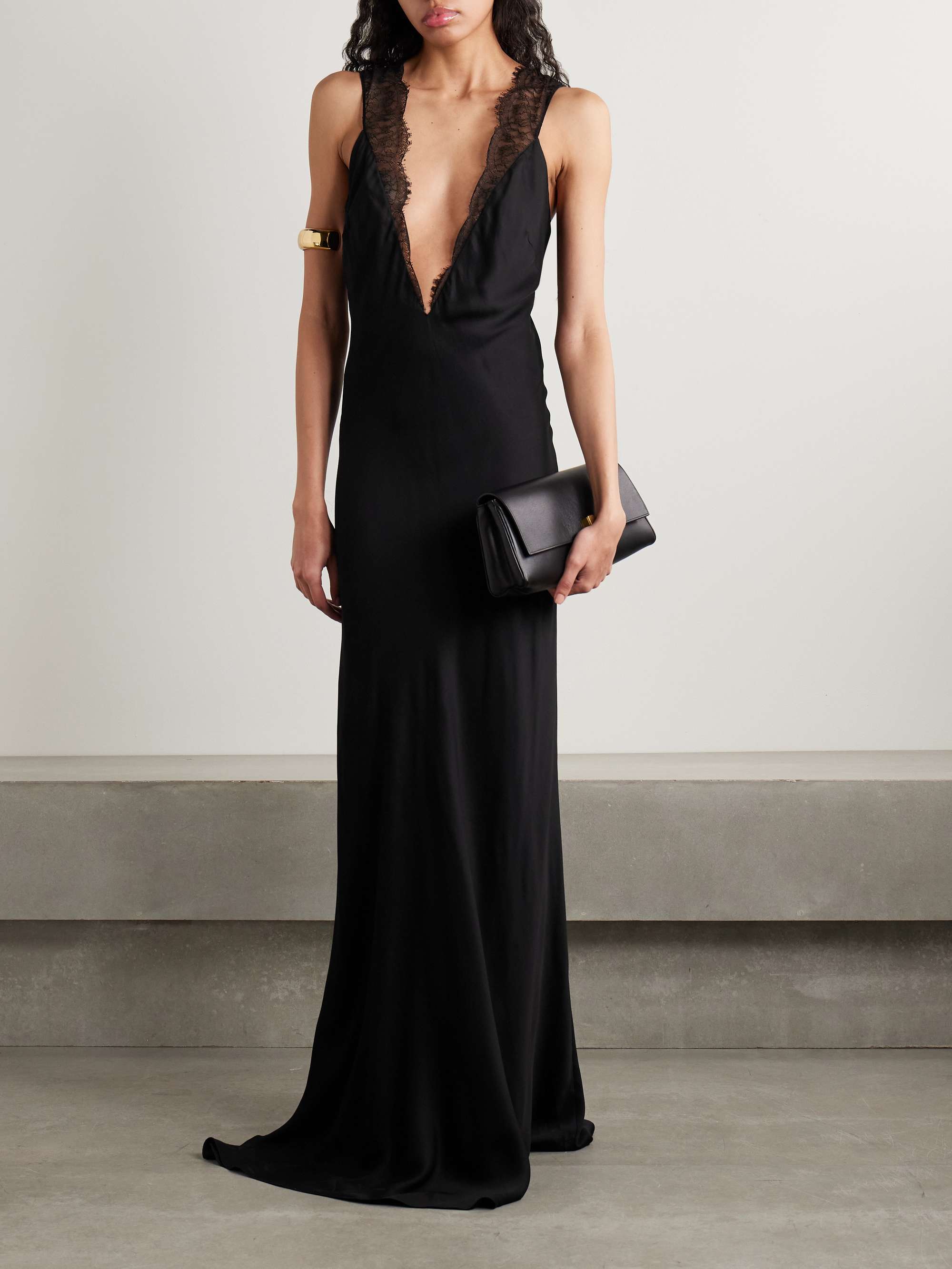 BRANDON MAXWELL The Malone lace-trimmed twill gown | NET-A-PORTER