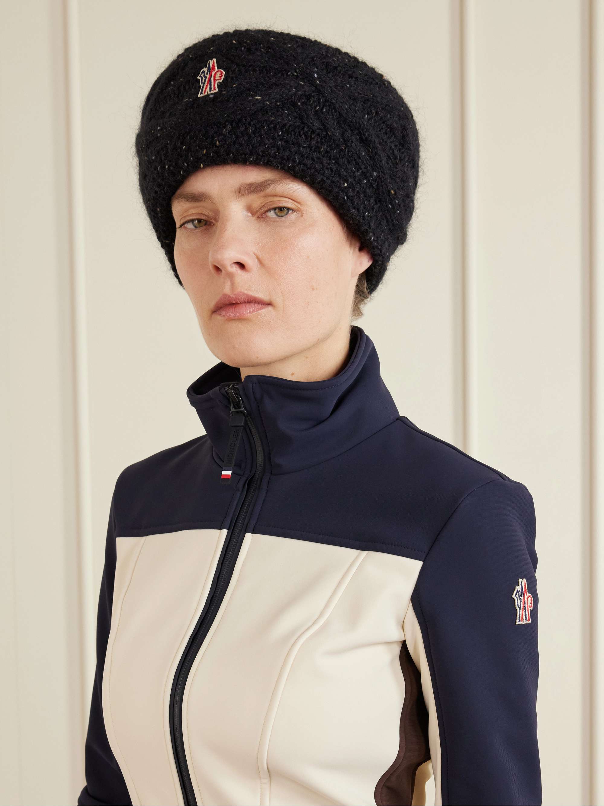 MONCLER GRENOBLE Logo-appliquéd knitted wool-blend headband | NET