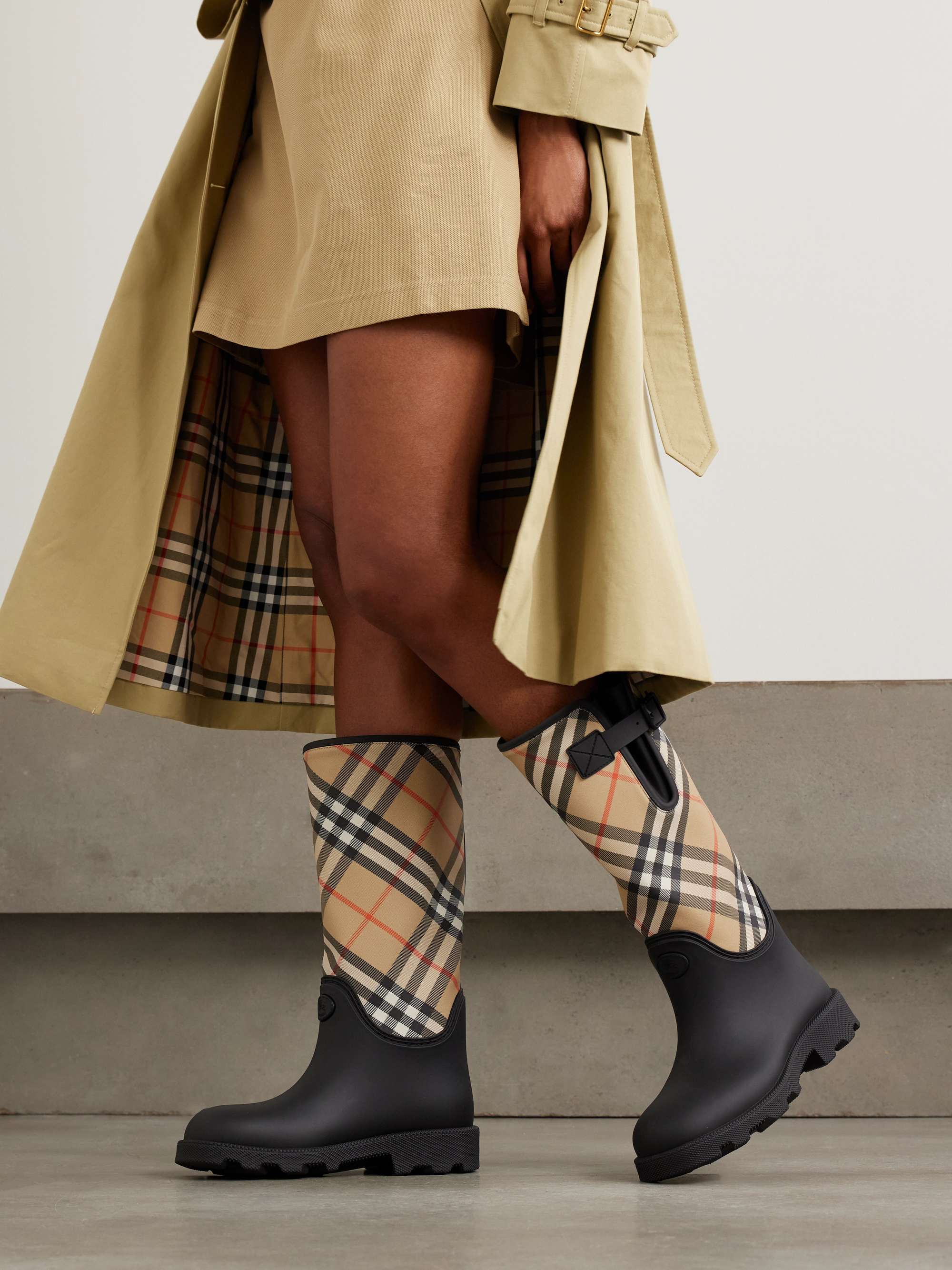 BURBERRY Rubber Marsh checked nylon and rubber rain boots | NET-A