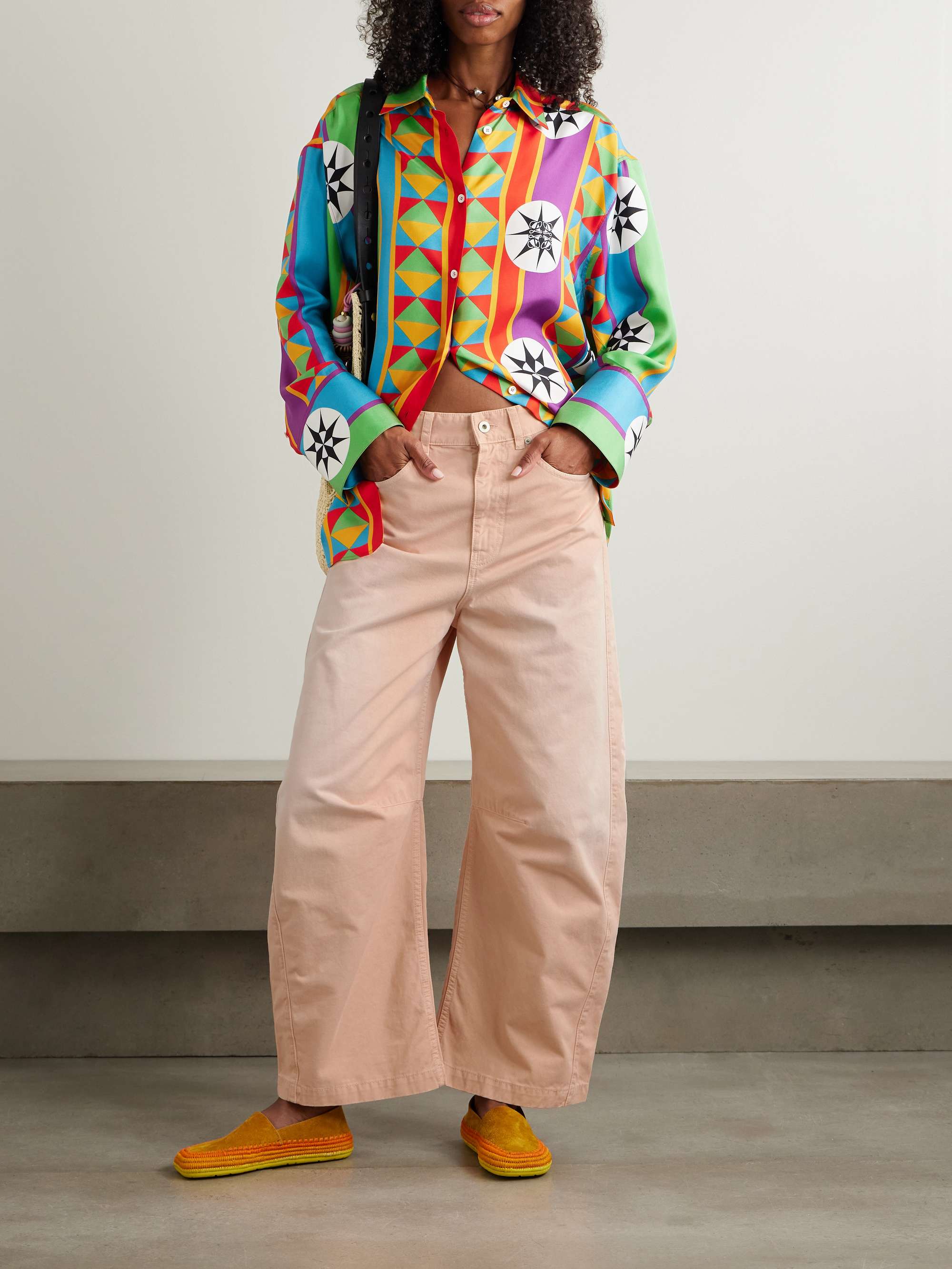 LOEWE + Paula's Ibiza paneled mid-rise barrel-leg jeans | NET-A-PORTER