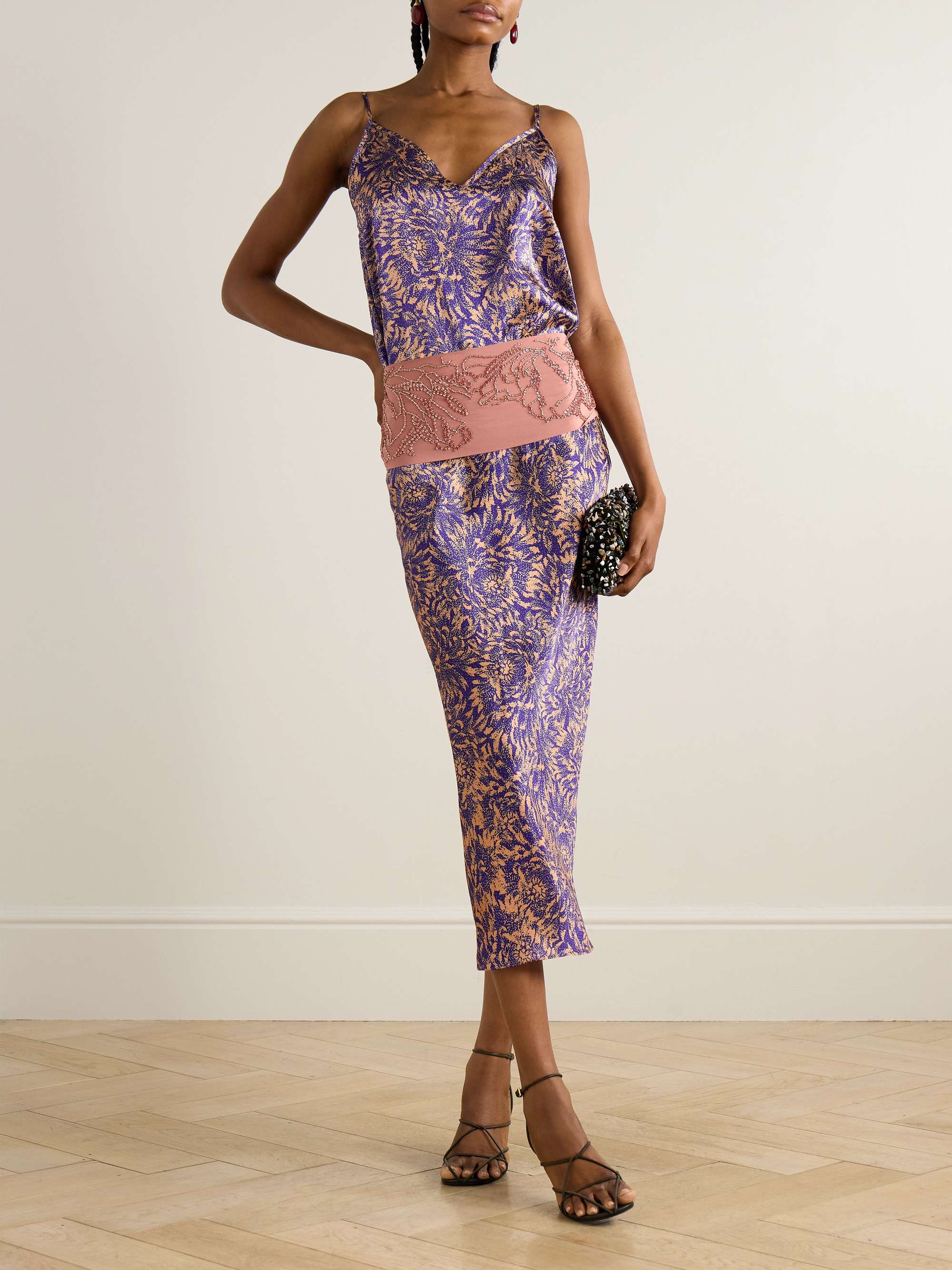 DRIES VAN NOTEN Printed silk midi skirt | NET-A-PORTER