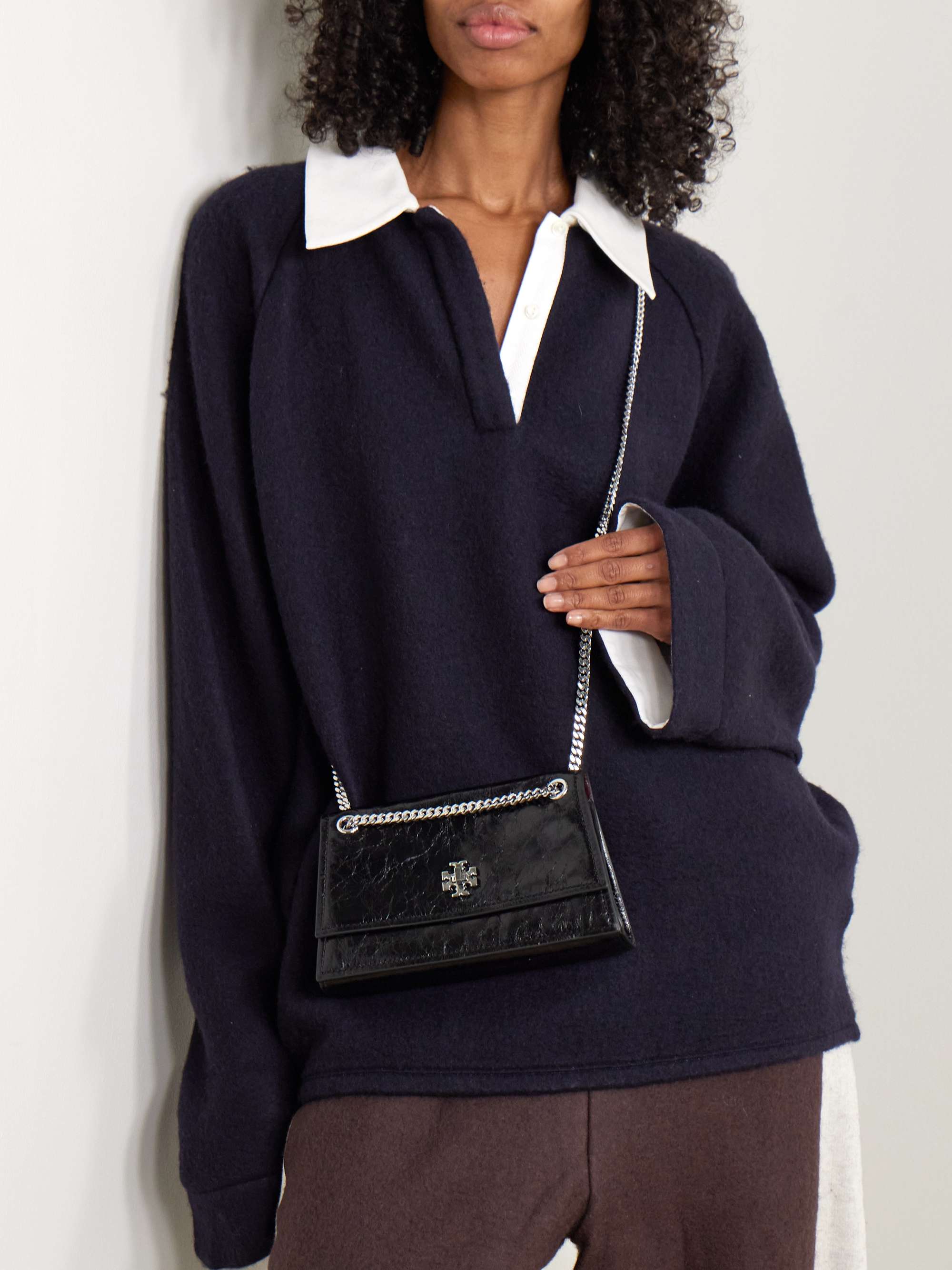 TORY BURCH Kira Turnlock mini crinkled-leather shoulder bag | NET