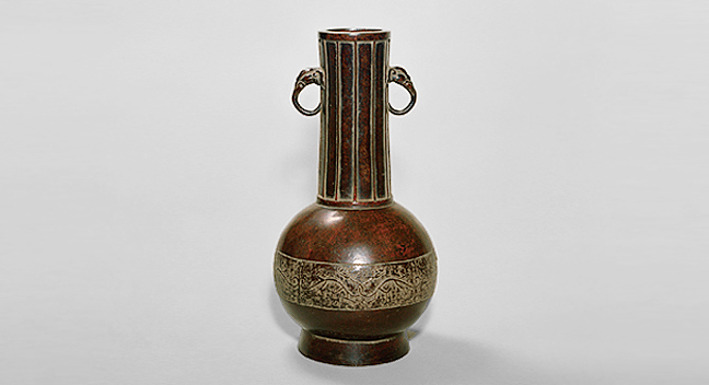 古銅龍文象耳花生｜根津美術館 ○ 逸品!古銅 象耳花瓶 獣耳