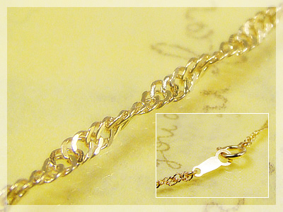 スクリューチェーンブレスレット(長さ18cm：幅1.1mm)/イエローゴールド