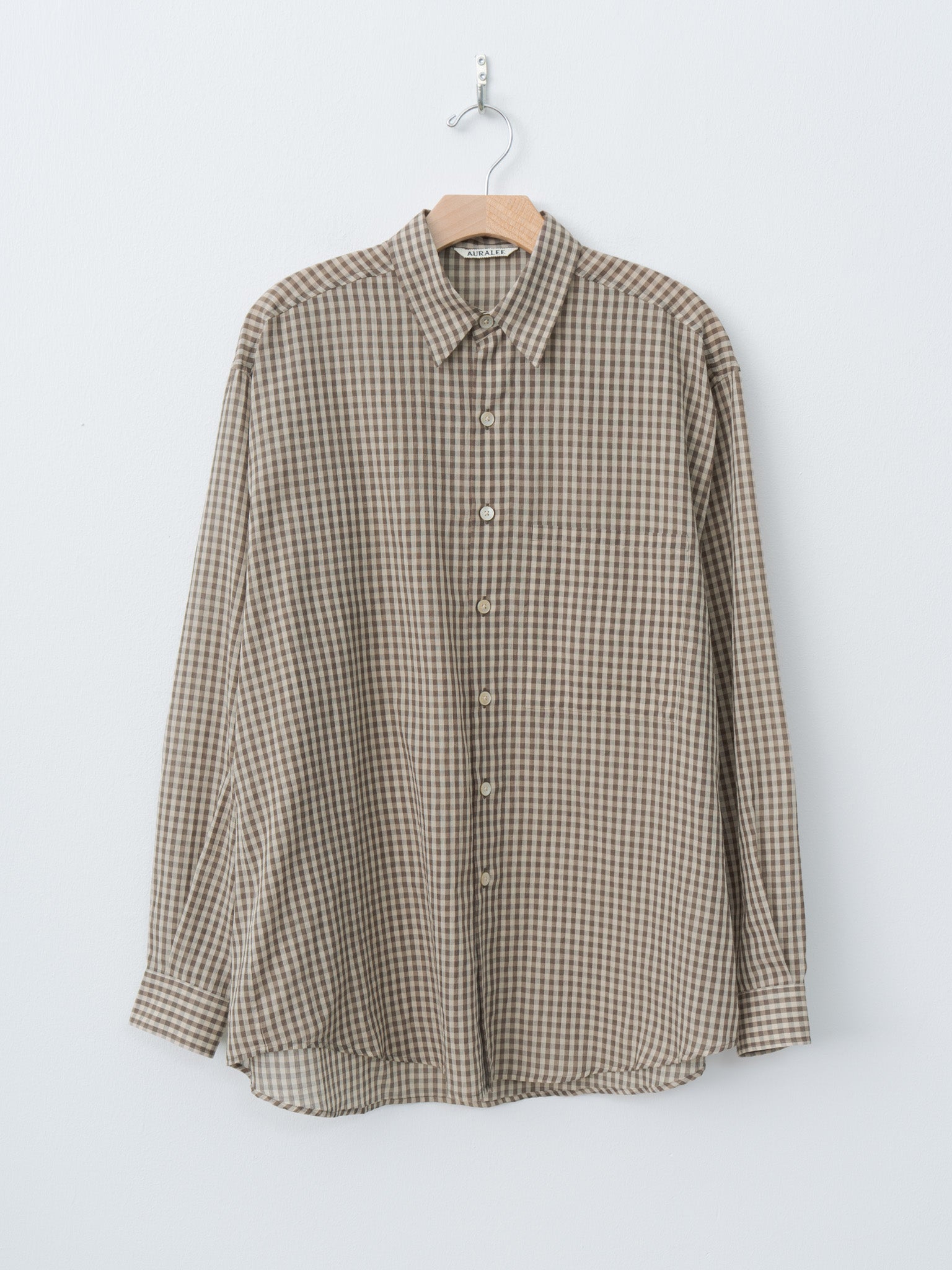 Namu Shop - Auralee Airy Light Cotton Check Big Shirt - Brown