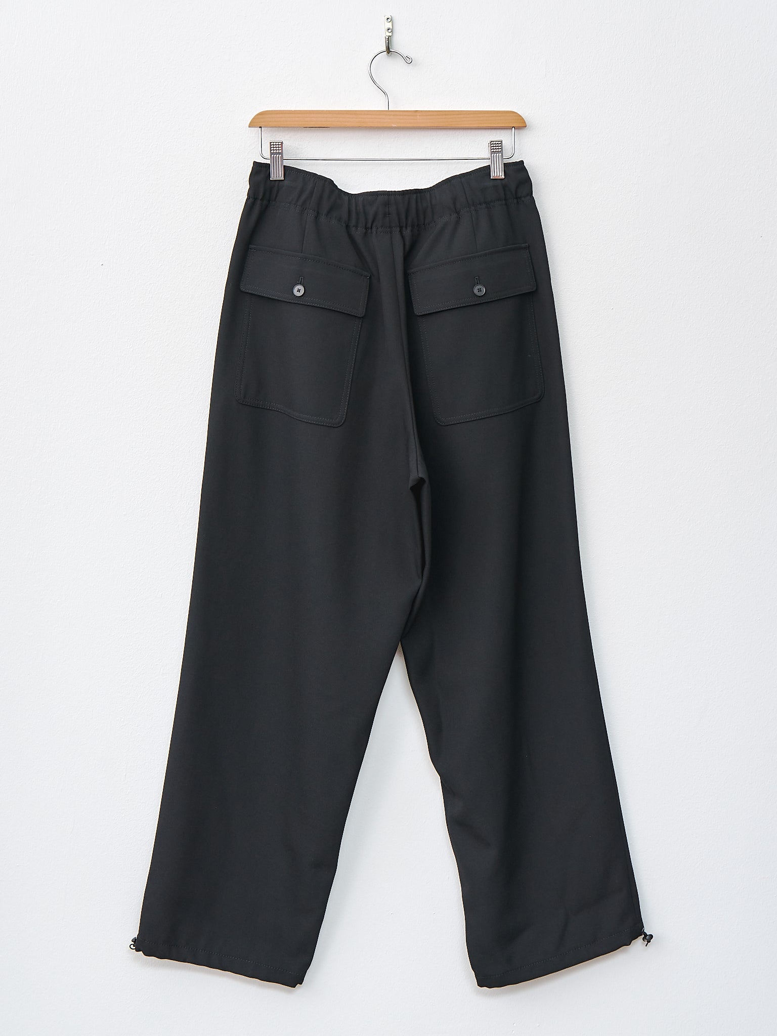 Namu Shop - Aton Back Satin Wool Utility Pants - Black