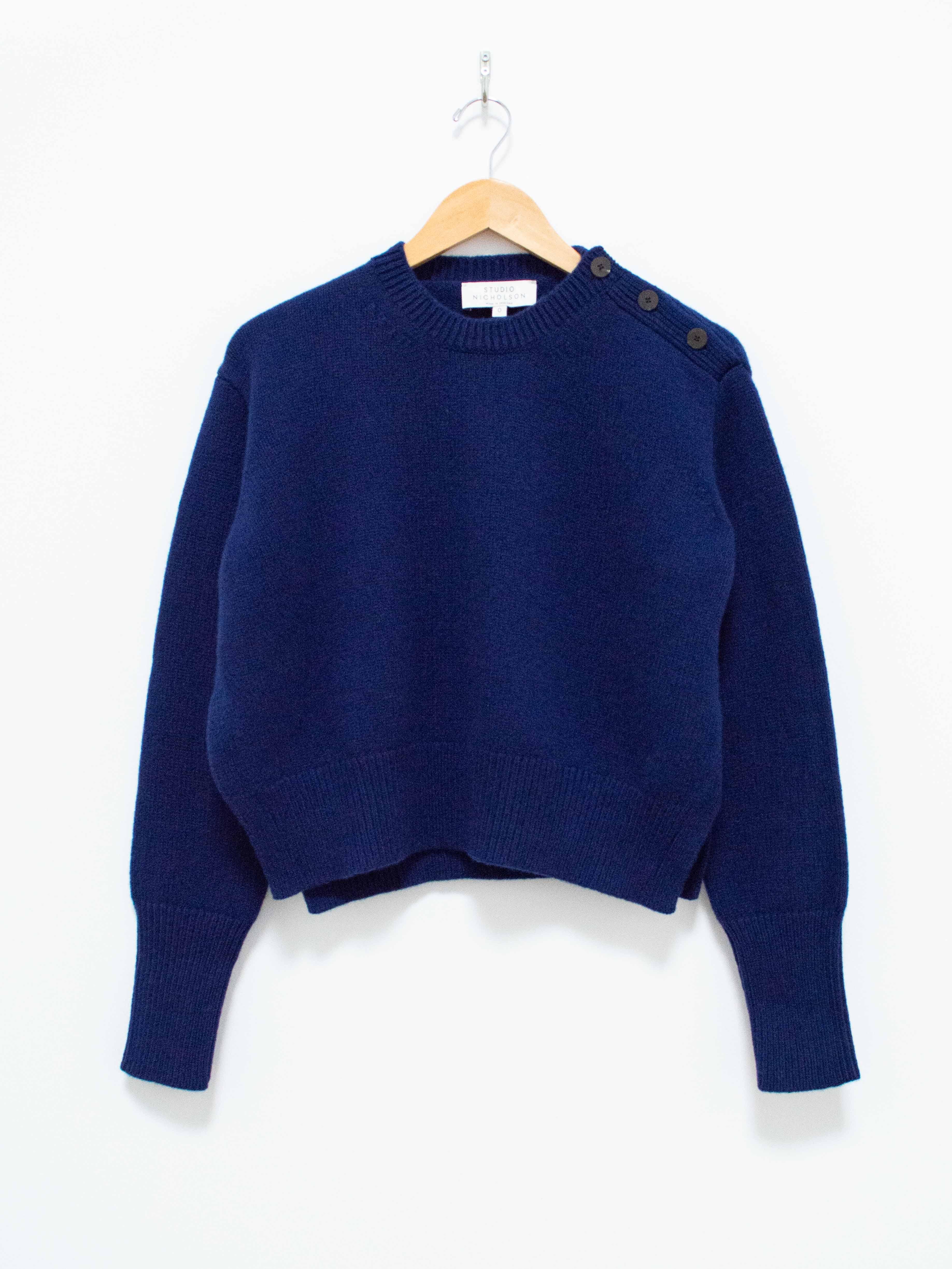Namu Shop - Studio Nicholson Serge British Side Split Knit - Deep Blue