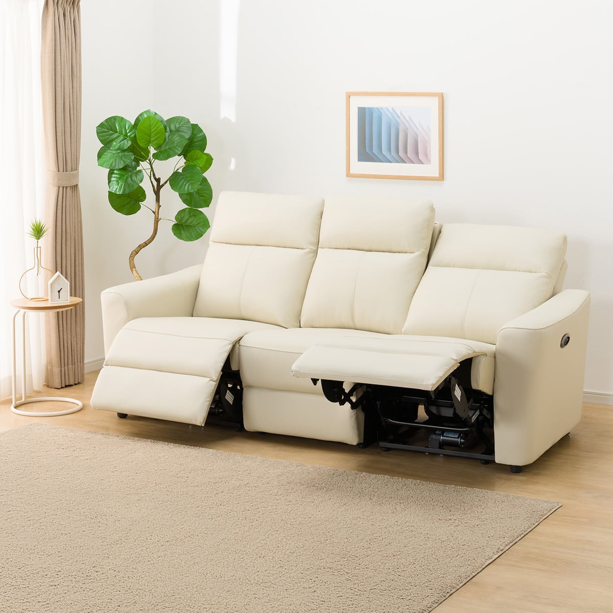 3人掛け電動リクライニングソファ 本革(一部合成皮革)タイプ (UM01 2