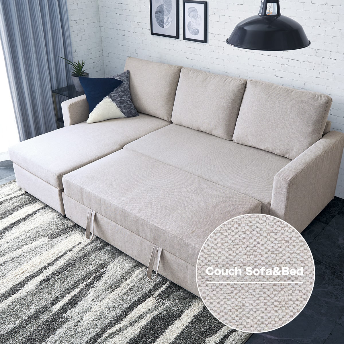 収納付きカウチソファベッド 布張りタイプ (ノアーク2 GY) | ニトリ