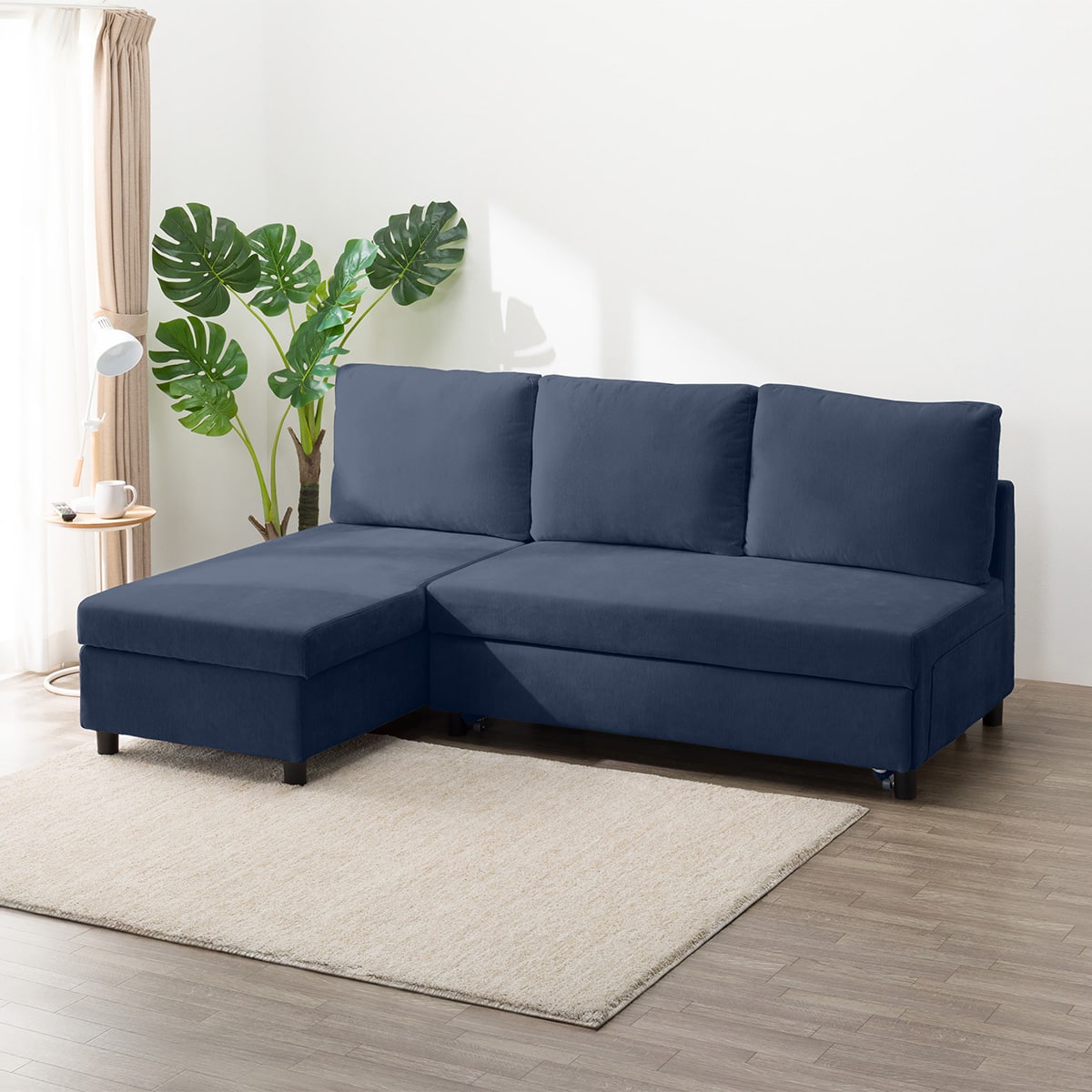 ベッドタイプカウチソファ 布張りタイプ(ノアーク3 右カウチ NV