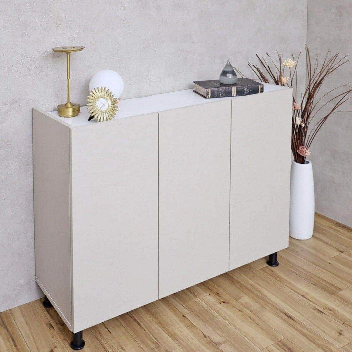 塗り壁調モダンキャビネット (3枚扉 幅105cm OWH/WH) | ニトリネット