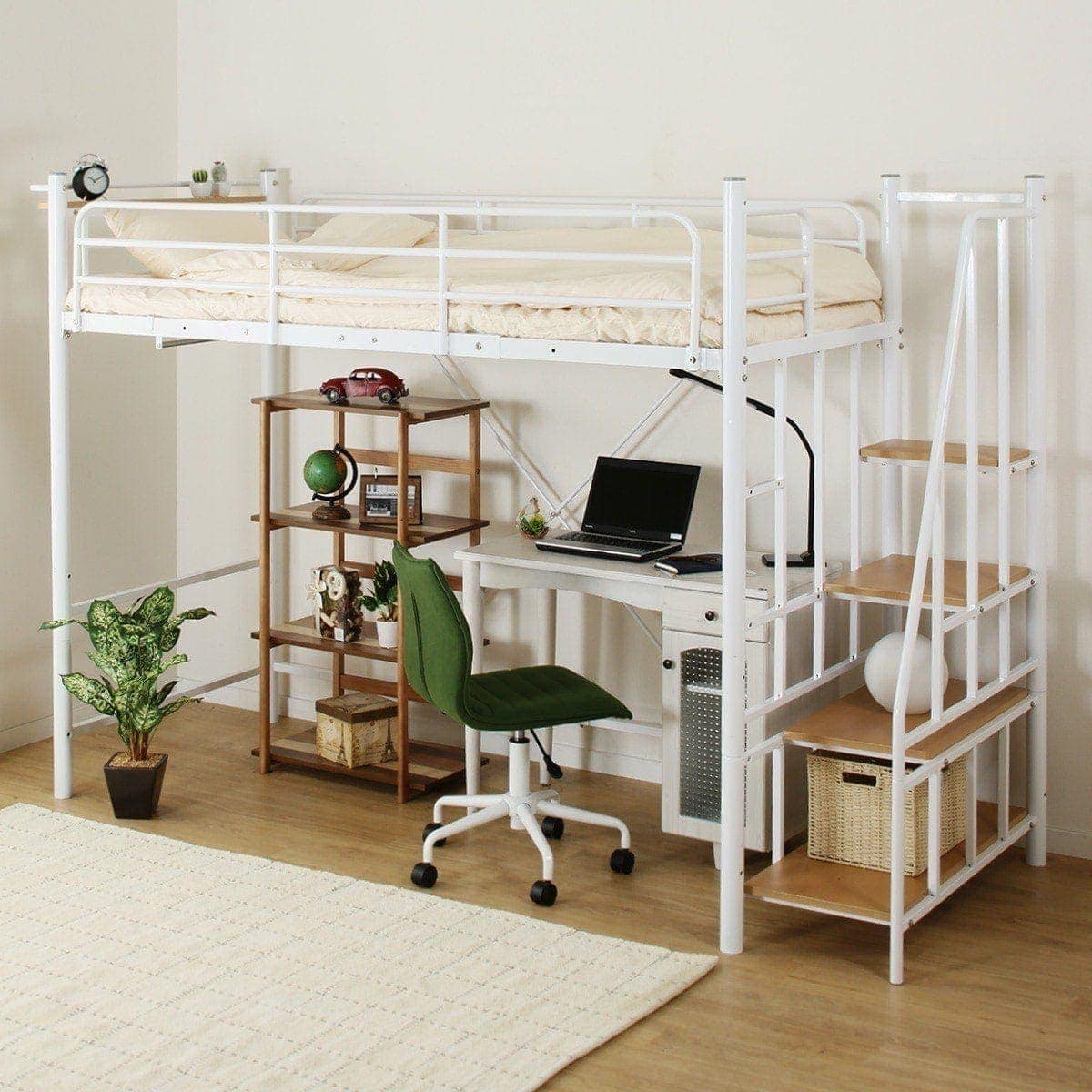 高さ2段階式階段付きロフトベッド(WH) | ニトリネット【公式】 家具