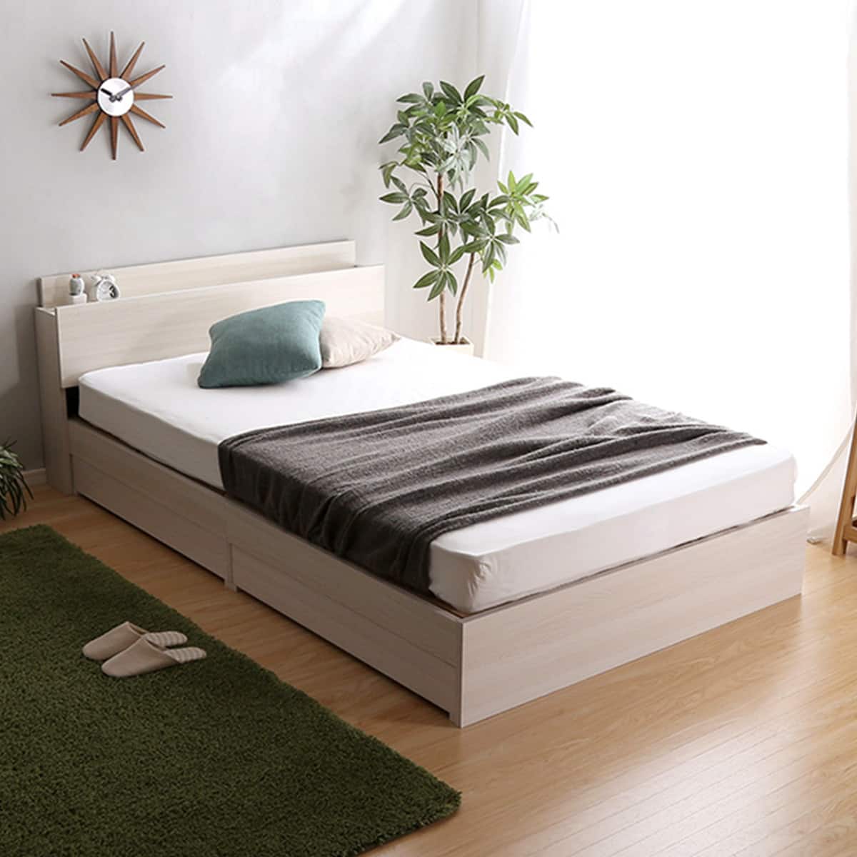 棚・コンセント付きチェストベッドフレーム(SD WH) | ニトリネット