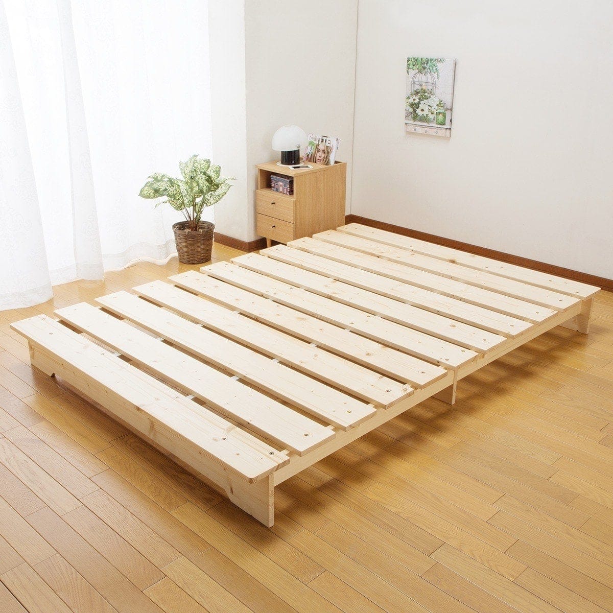 ダブル 天然木ステージすのこベッドフレーム (NA) | ニトリネット