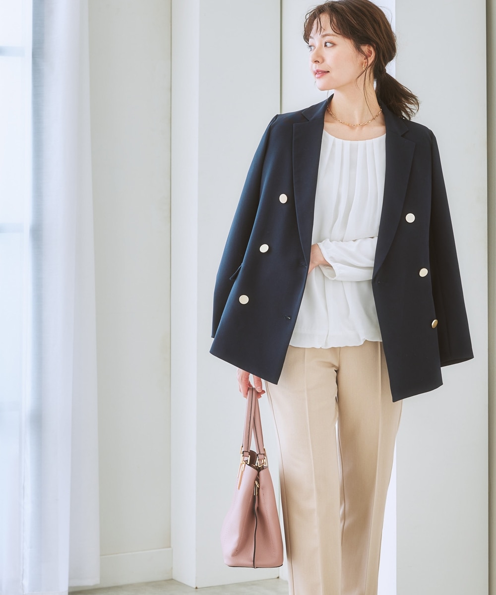 洗える金ボタンダブルブレストジャケット 通販【ニッセン】