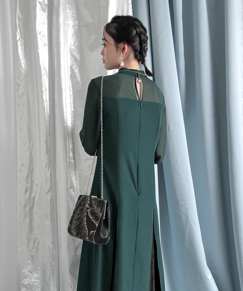 結婚式・パーティー・オケージョンドレス】裾スリットレースデザイン