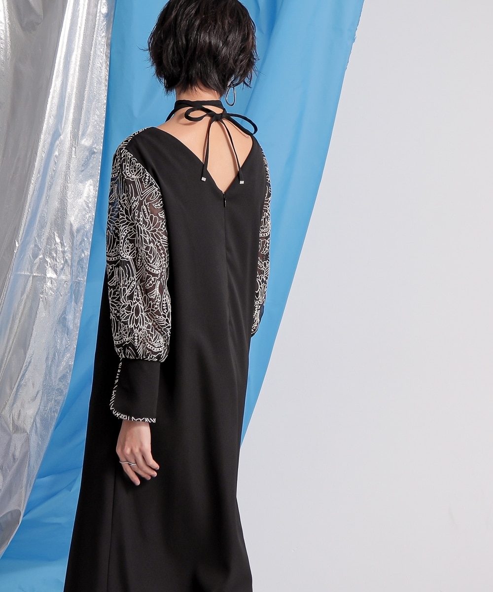 結婚式・パーティー・オケージョンドレス】袖刺繍使いチョーカー