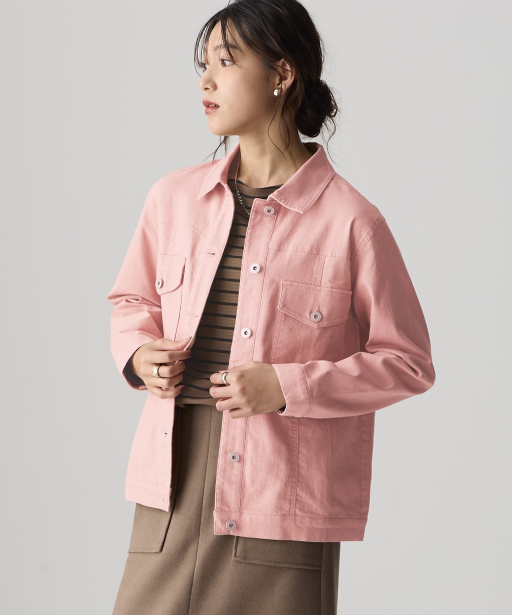 大きいサイズ＞ 花粉がつきにくい綿混ストレッチカラージャケット