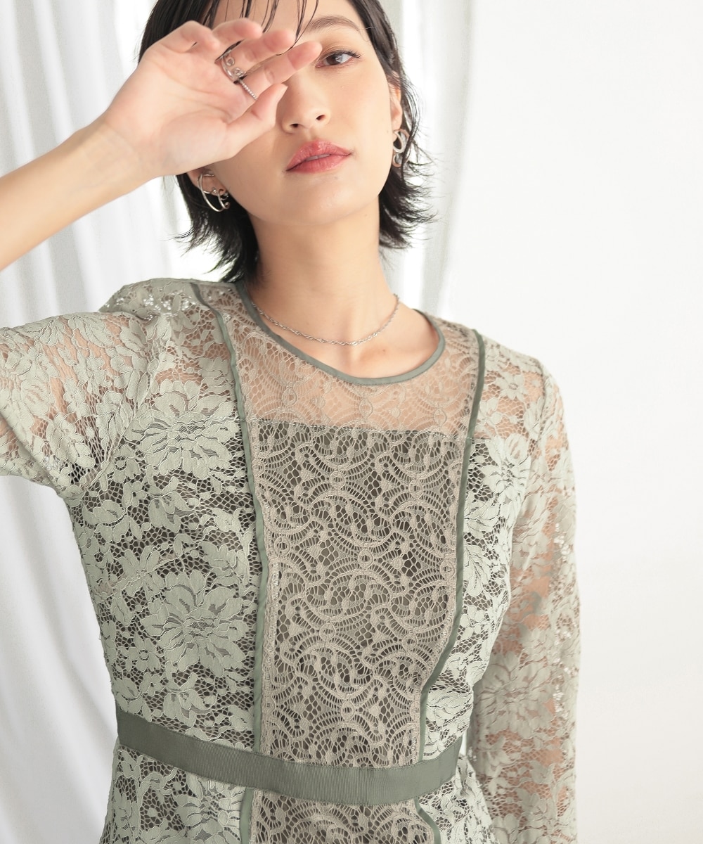 結婚式・パーティー・オケージョンドレス】パネルレース切替デザイン