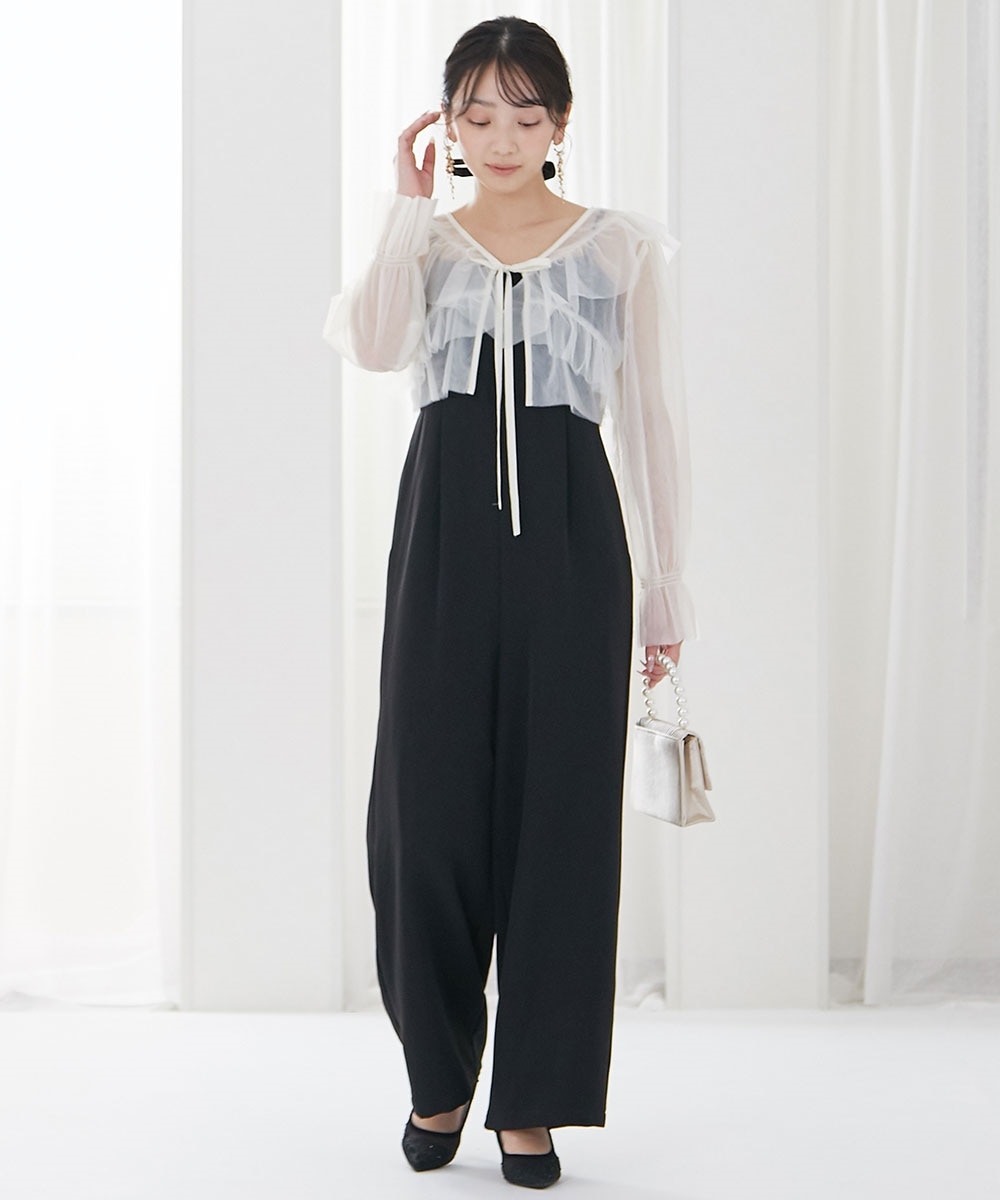 結婚式・パーティードレス】チュールボレロ＋オールインワンパンツ