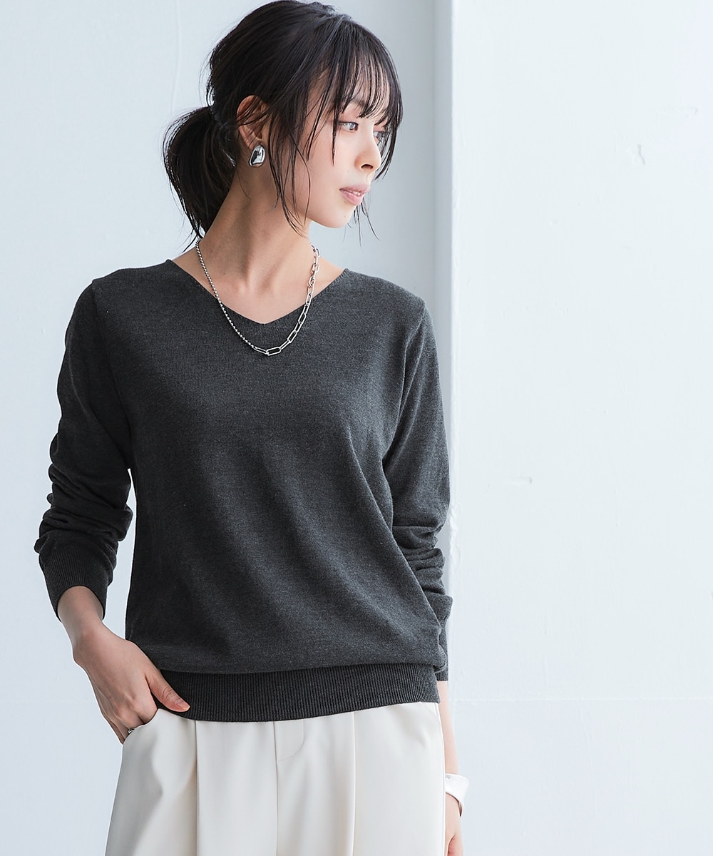 洗えるUVカット綿100％Vネックニット＜大きいサイズ有＞ 通販