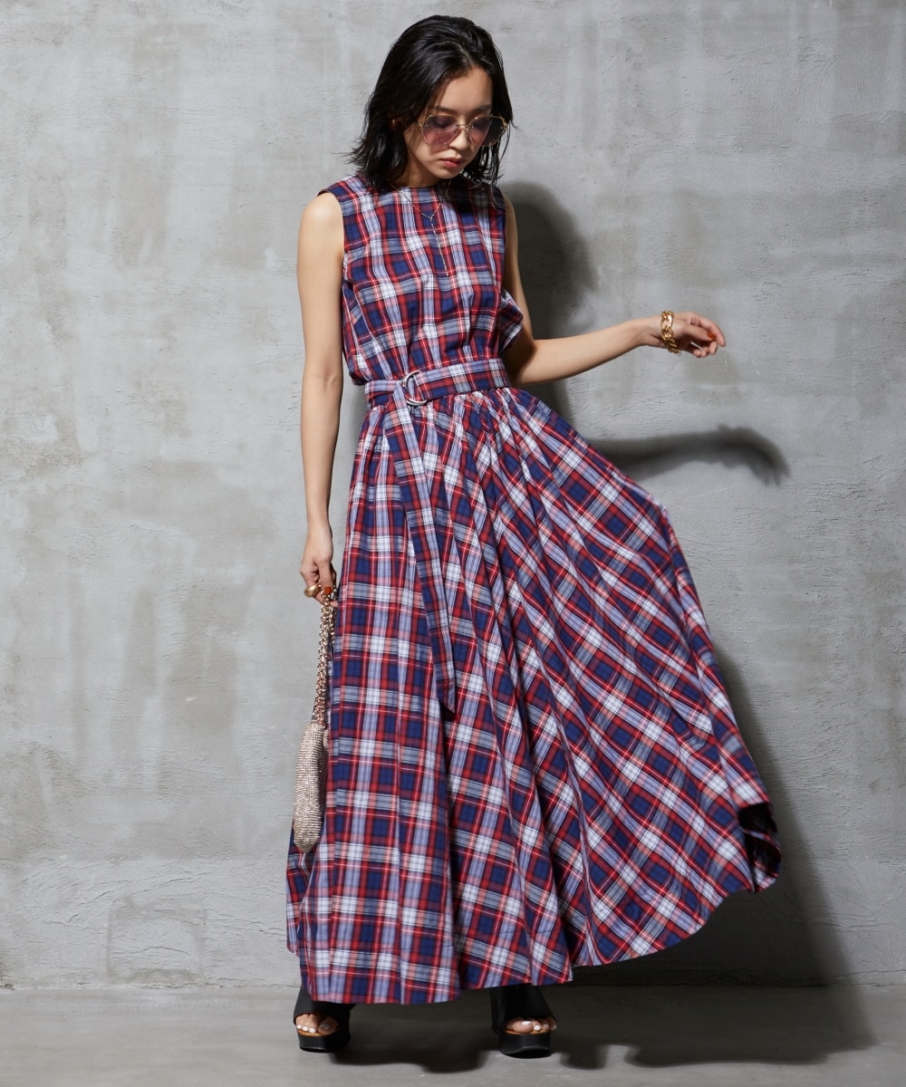 大きいサイズ 綿100％チェックマキシワンピース GEVS. 通販【ニッセン】