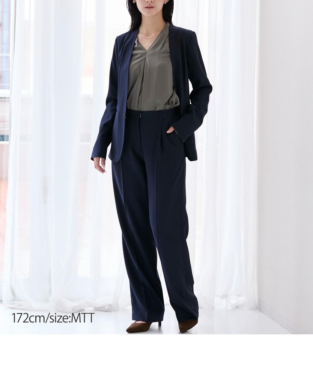 レディーススーツ】洗濯機で洗える セットアップ対応 高身長 タック