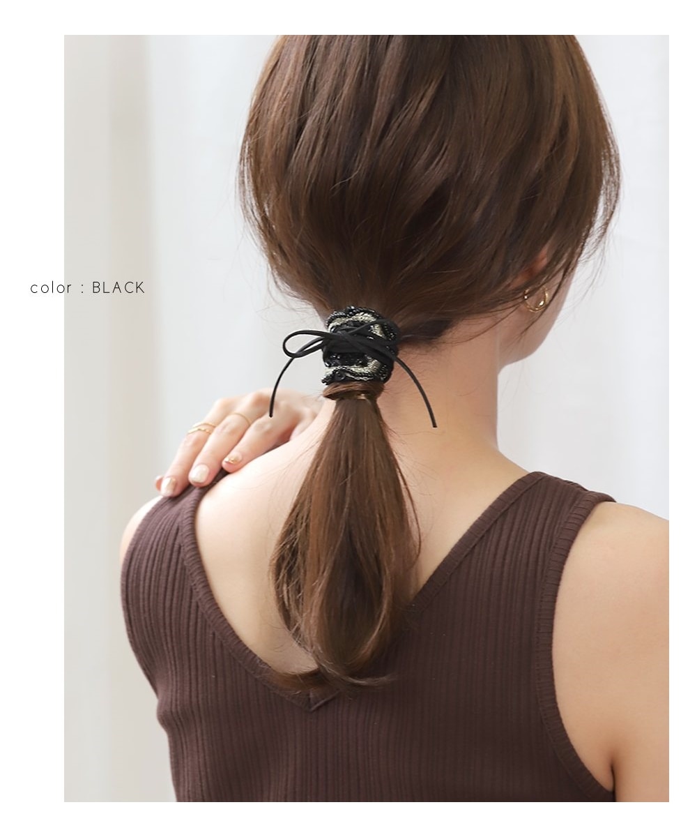 Creamdot.】スパンコール＆ビーズ刺繍のコード付きポニーフック 通販