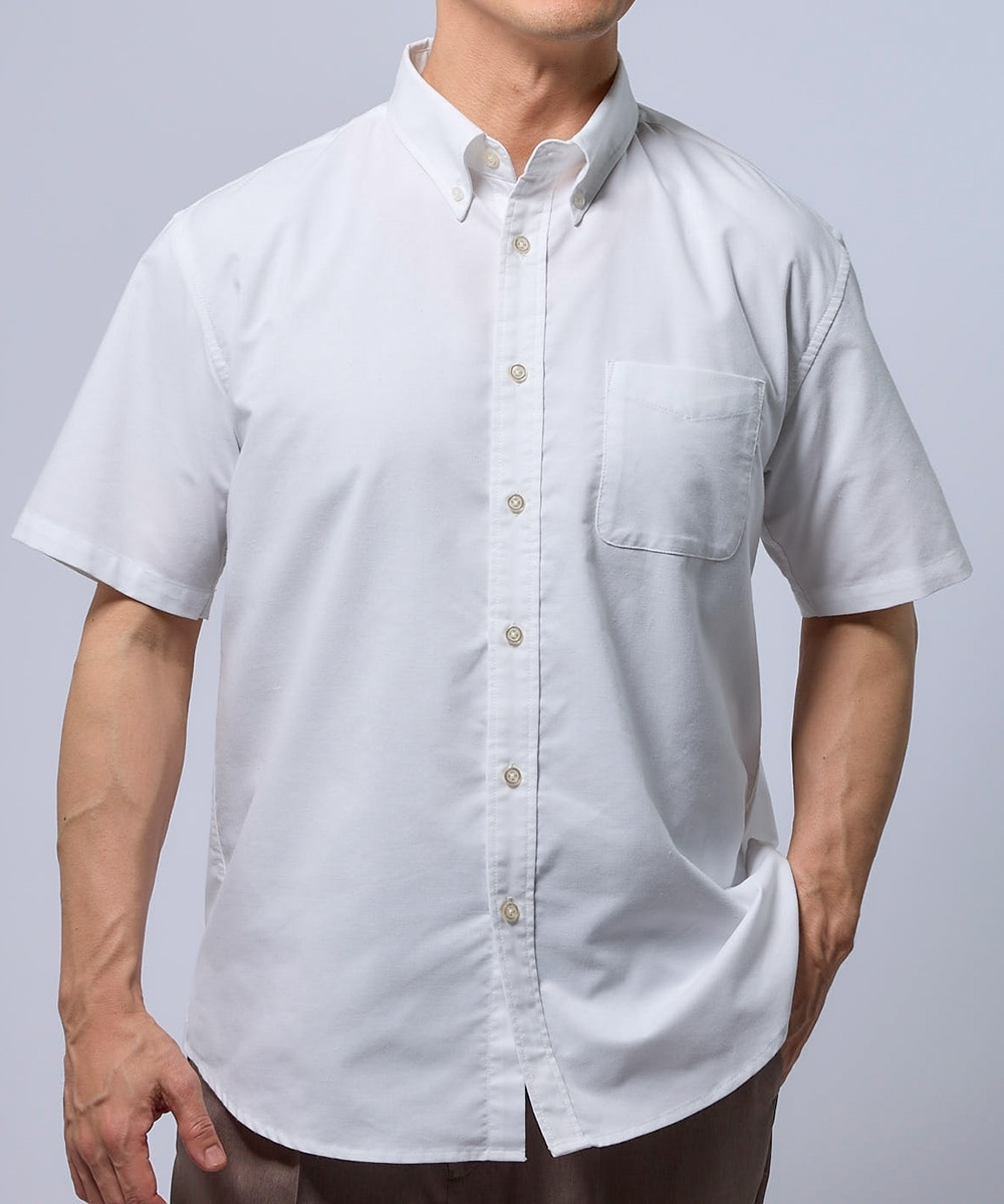 形態安定オックスフォードボタンダウン半袖シャツ【大きいサイズ有