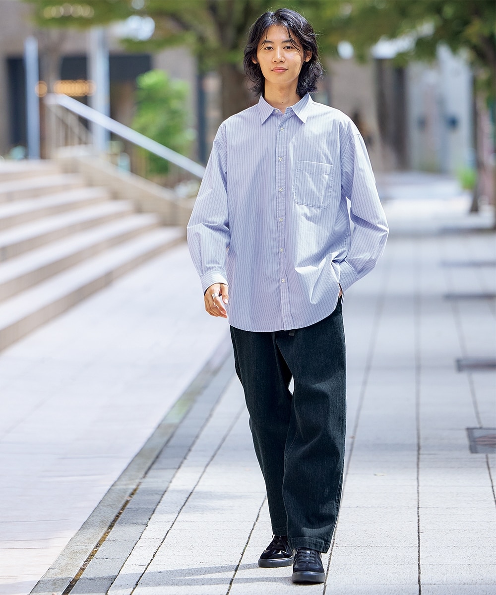 形態安定オーバーサイズストライプシャツ 通販【ニッセン】