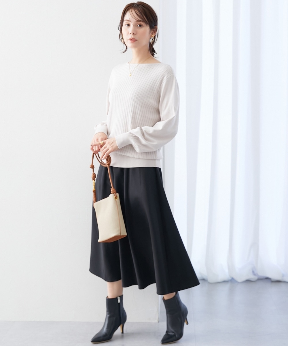 ストレッチダブルクロス6枚ハギフレアスカート しわになりにくい