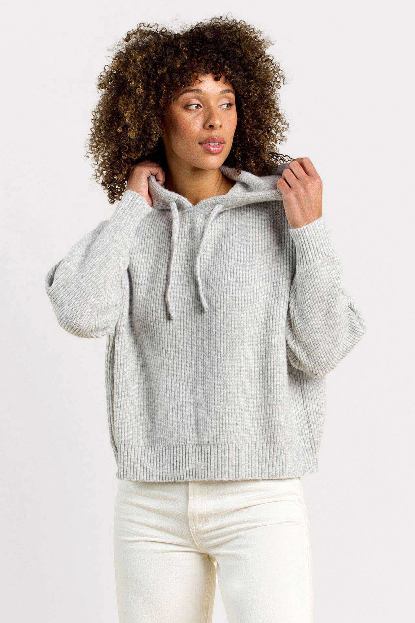 Cozy Knit Ribbed Sweater Hoodie | Women's Cozy Knit Hoodie with