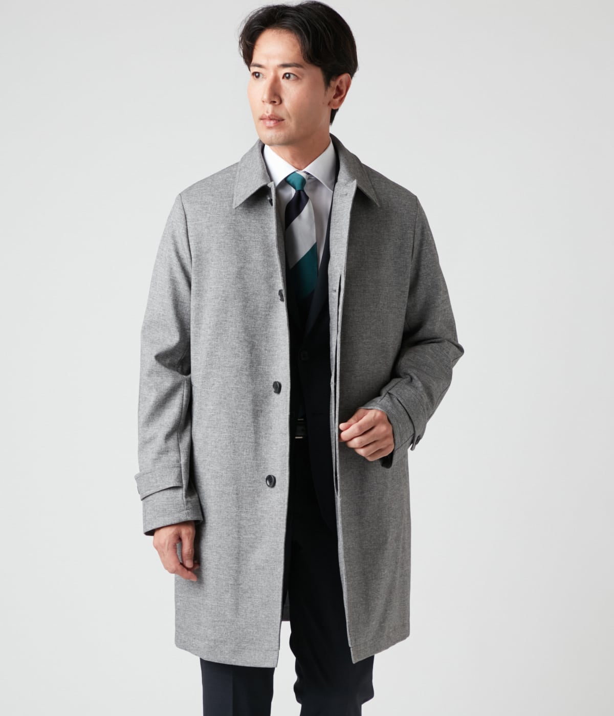 ストレッチ】サージ セミロングステンカラーコート(16383309-2024