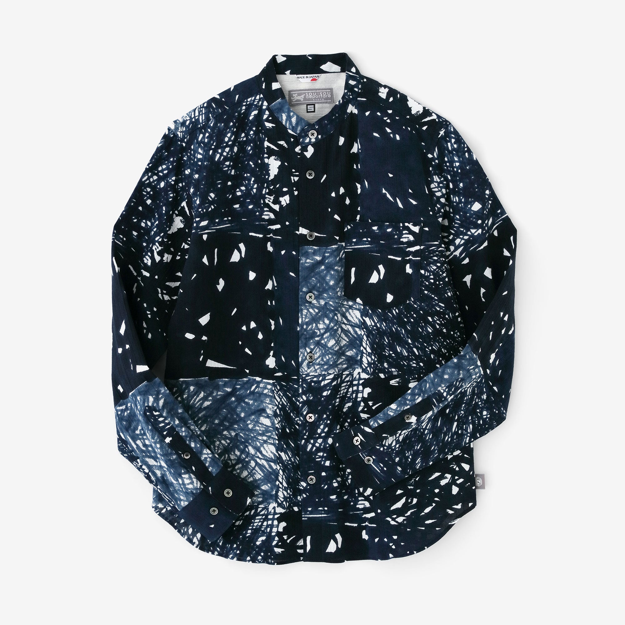 net限定】高島縮 20/20 スタンドカラーシャツ／から草あそび