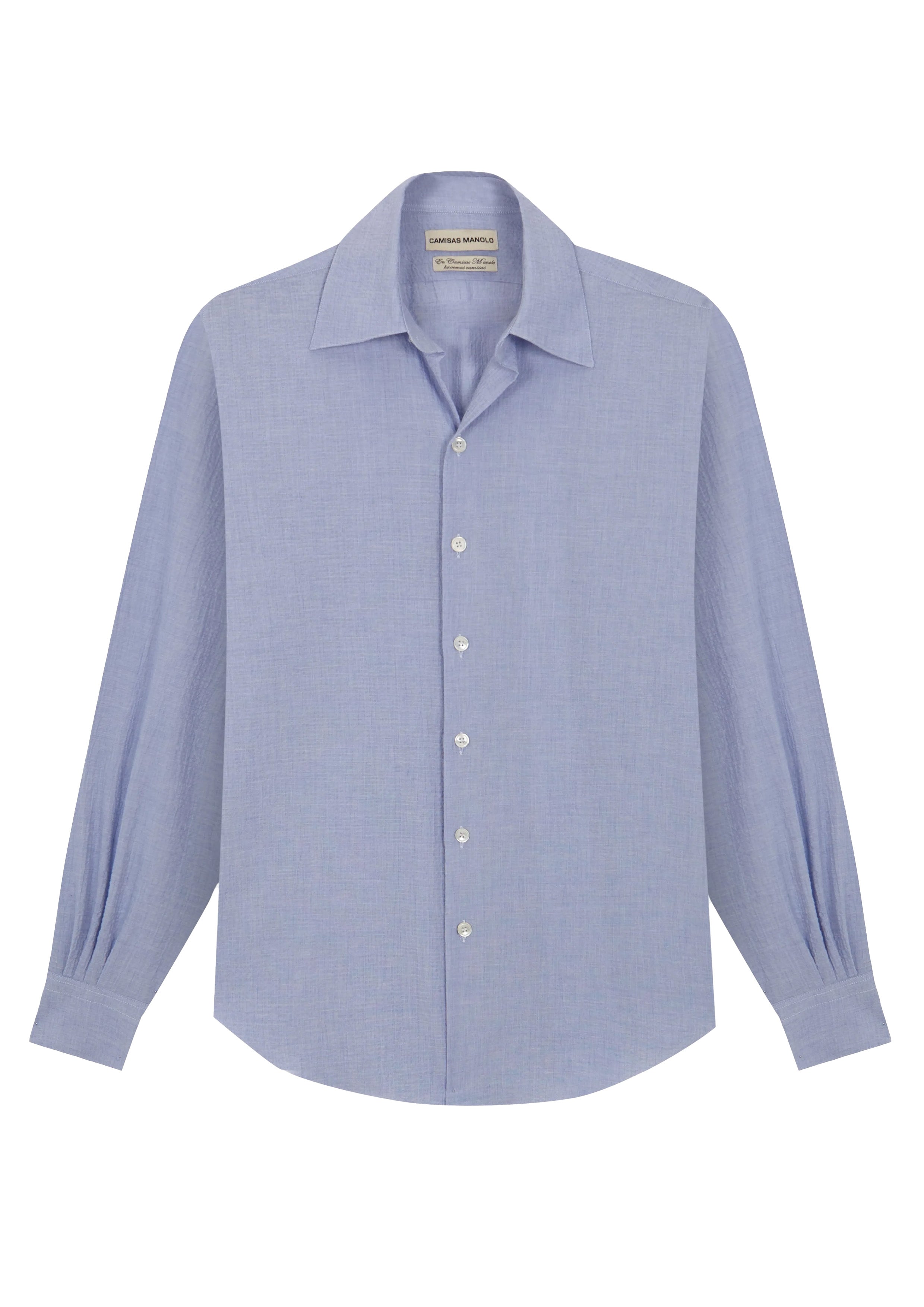 CAMISAS MANOLO - NORMAL SHIRT LIGHT BLUE SEERSUCKER – SOLAR MTP