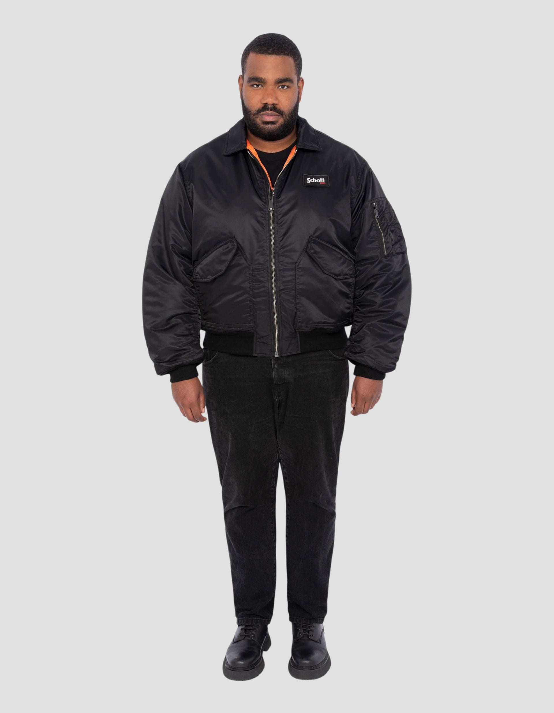 Bomber CWU 90's black in recycled nylon, Oversize cut, large size