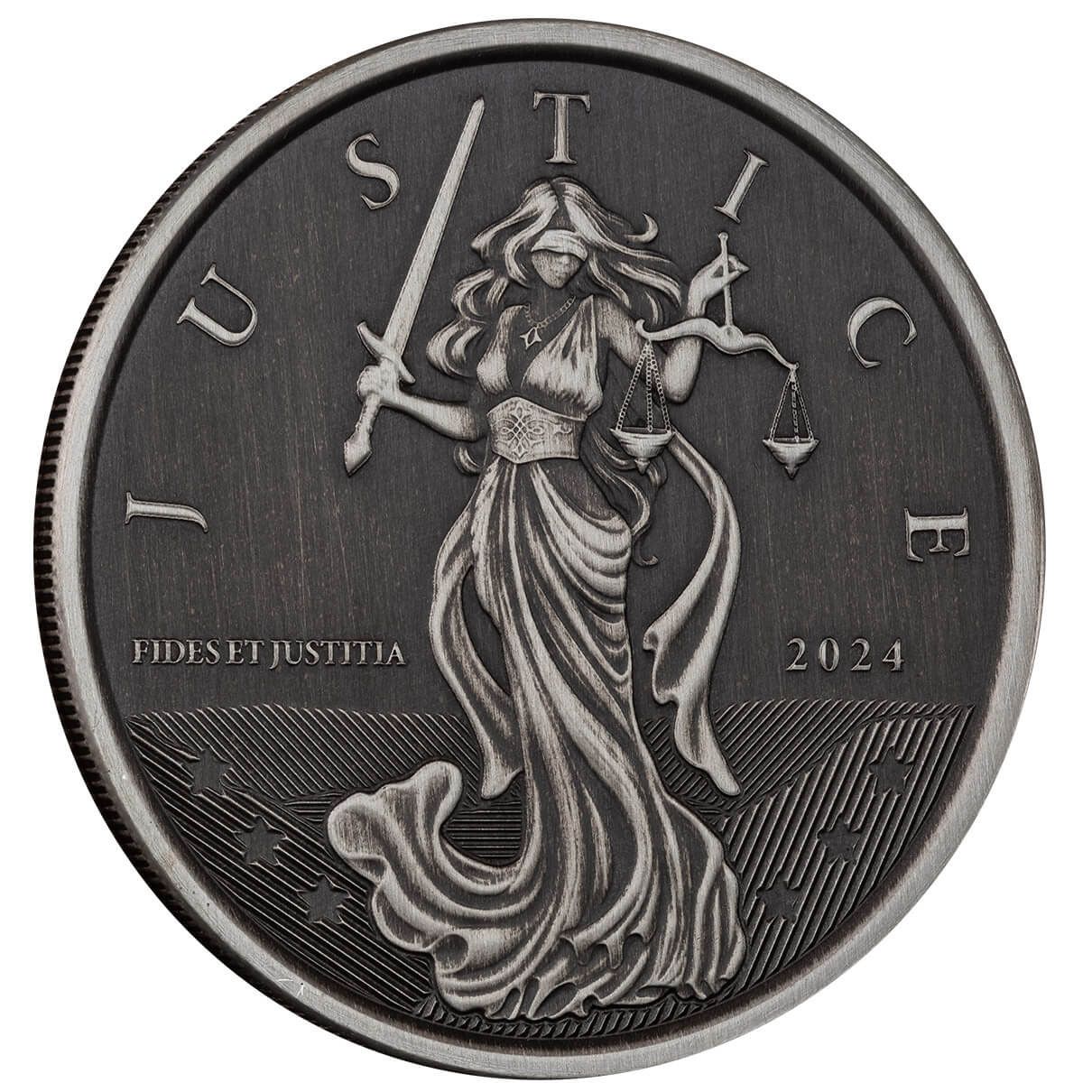 2024 Gibraltar Lady Justice 1 oz Silver Antique Coin
