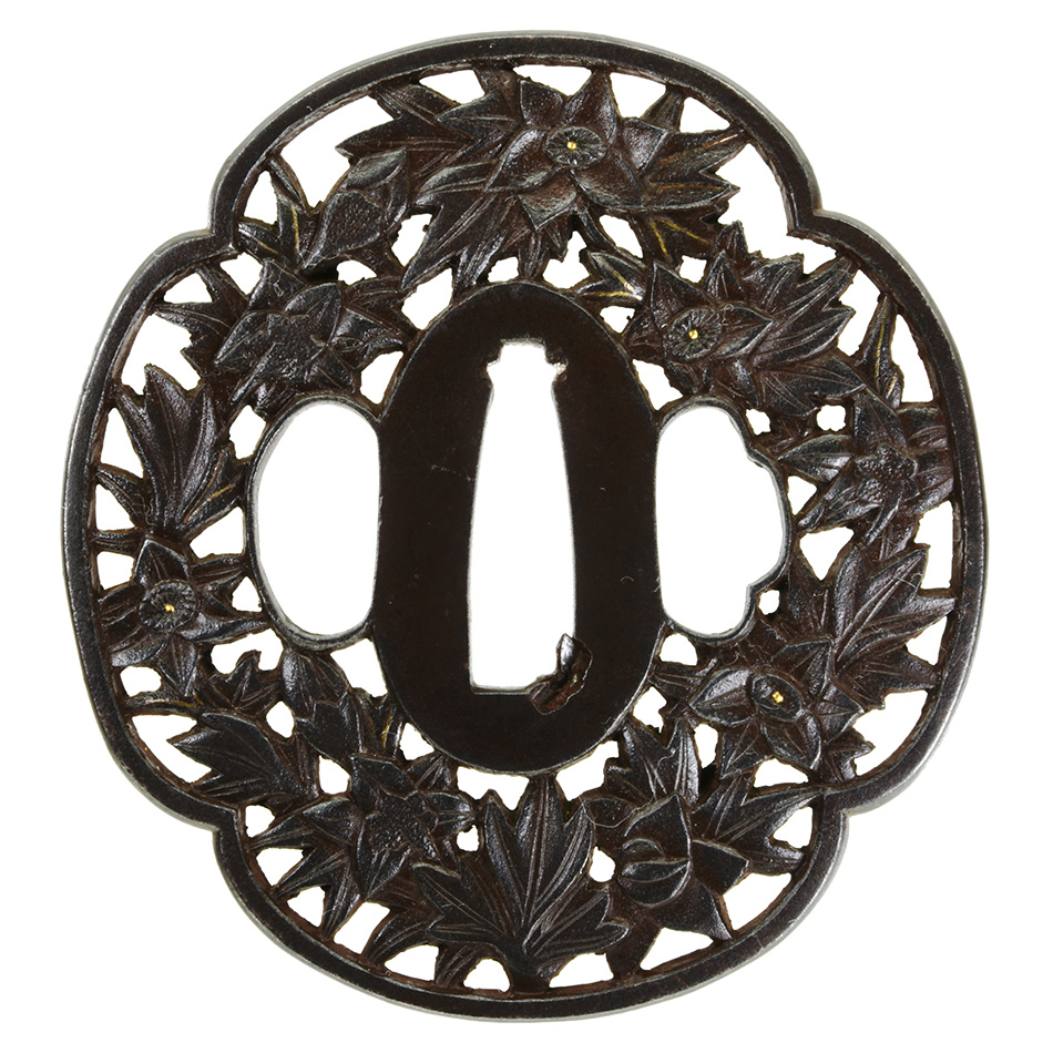 鍔 無銘 鉄線花図鍔(TU-120116)｜刀・日本刀の販売なら日本刀専門店の