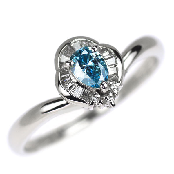 Pt900 トリートブルーダイヤモンド リング 0.24ct D0.12ct — セルビー