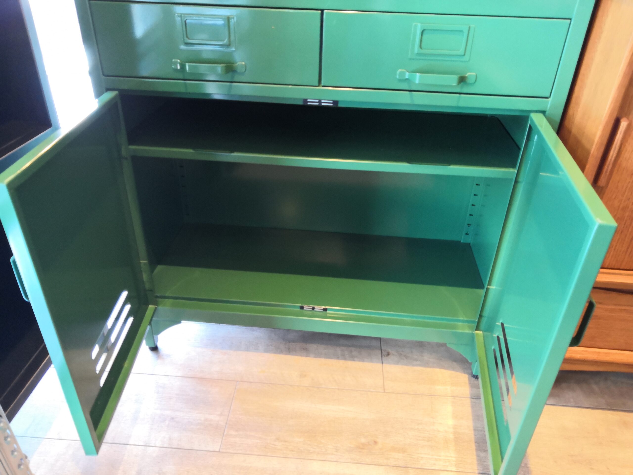 中古品】unico FUNC ファンク レトロモダン 無機質 スチール グリーン