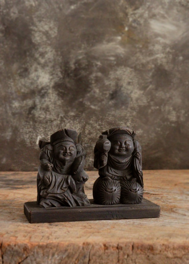 恵比寿大黒像 木彫 木彫仏 小仏 Antique Sam's Collection