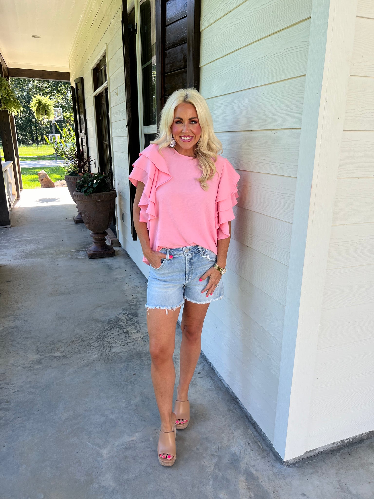 Pink Ruffle Top – Sassafras Gift Boutique